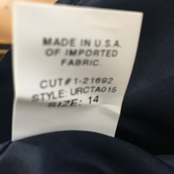 David Meister Navy Blue Textured Draped Neck Belted Dress Size 14 - Picture 5 of 6